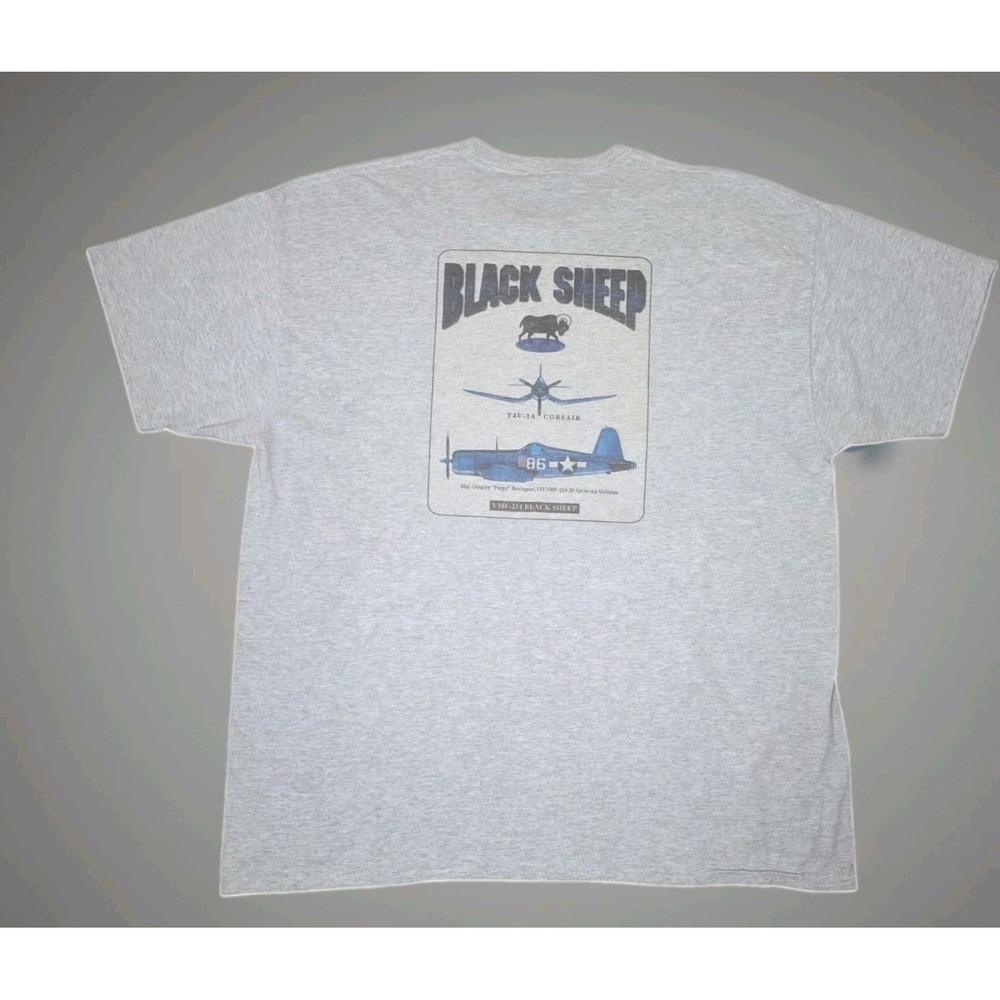 Jerzees Dri-Power Active Mens 2XL Gray VMF-214 Black Sheep Graphic T-Shirt